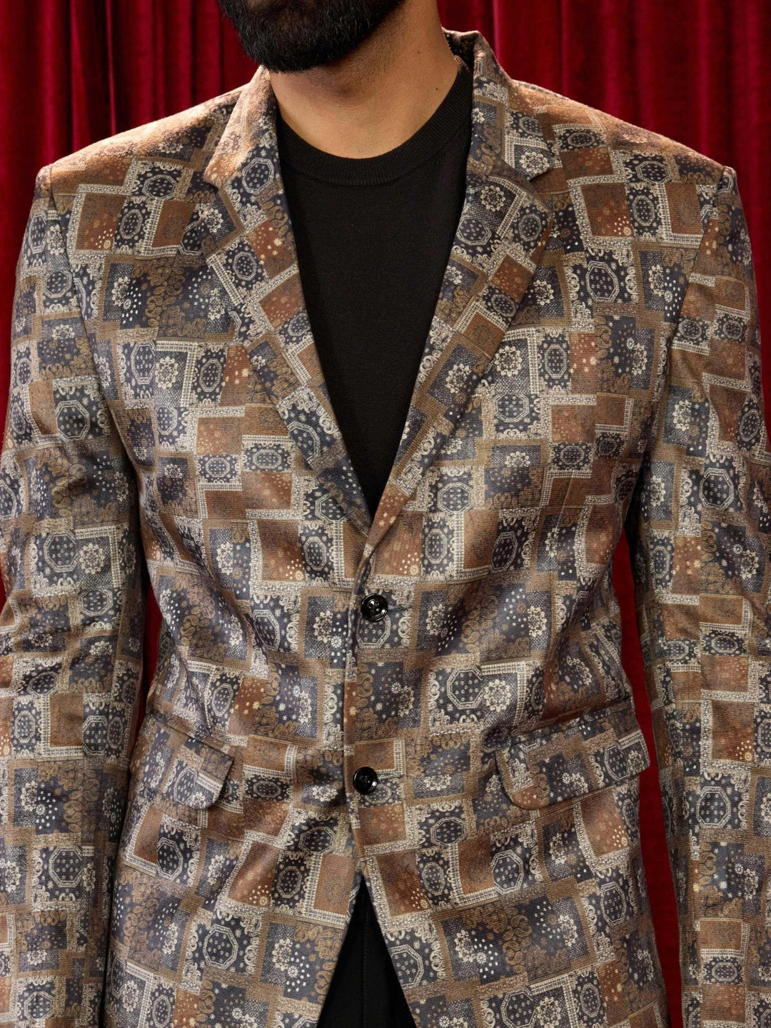 Men's Chiku Velvet Digital Print Blazer - view 2