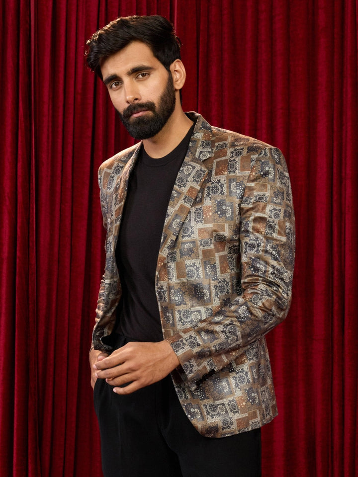 Men's Chiku Velvet Digital Print Blazer - view 4