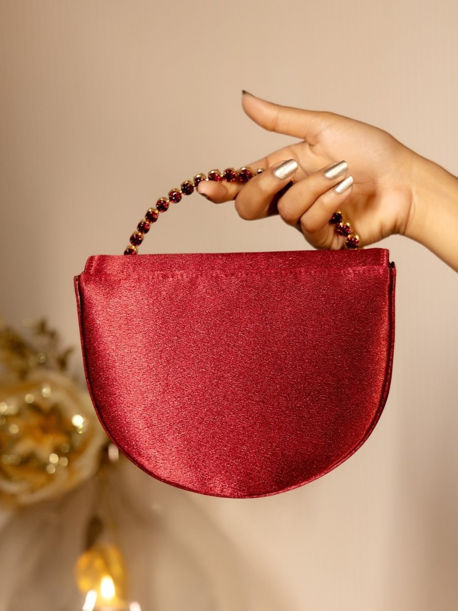 Minal Maroon Evening Clutch - House of Sarvati LLC