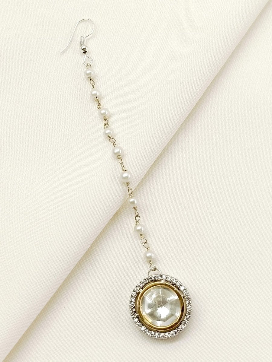 Mishtha White Kundan Maangteeka - House of Sarvati LLC