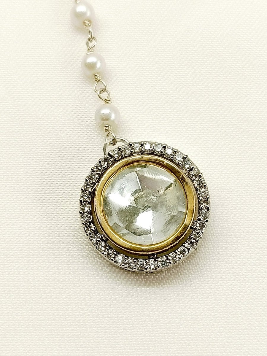 Mishtha White Kundan Maangteeka - House of Sarvati LLC