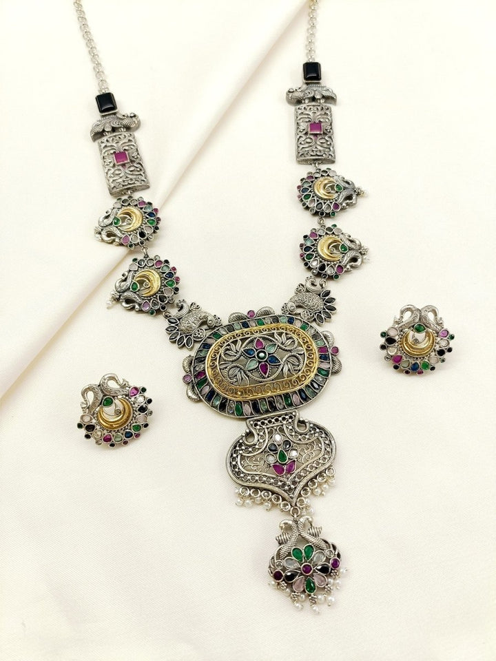 Miya Multi Colour Oxidized Necklace Set - House of Sarvati LLC