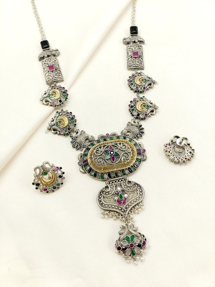 Miya Multi Colour Oxidized Necklace Set - House of Sarvati LLC