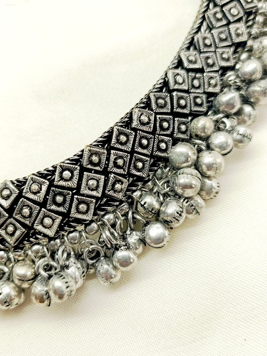 Mohika Oxidized Silver Anklet - House of Sarvati LLC