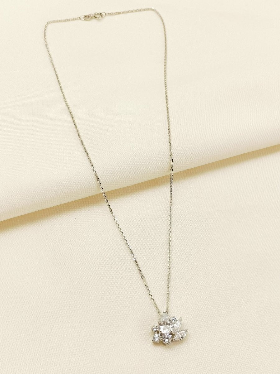 Moni 92.5 Silver Swarovski Stone Pendal - House of Sarvati LLC
