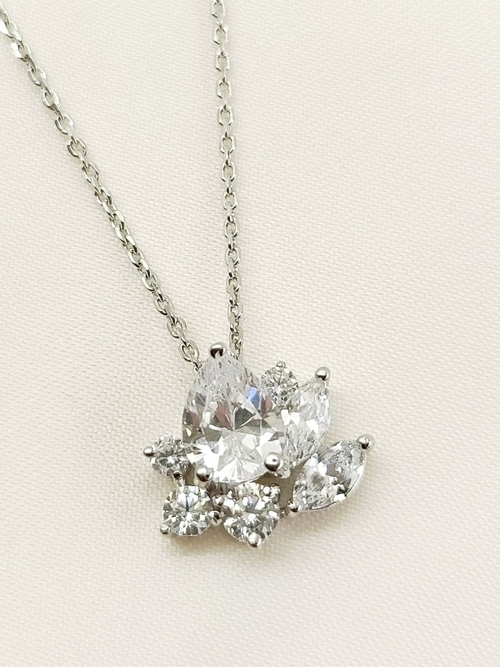 Moni 92.5 Silver Swarovski Stone Pendal - House of Sarvati LLC