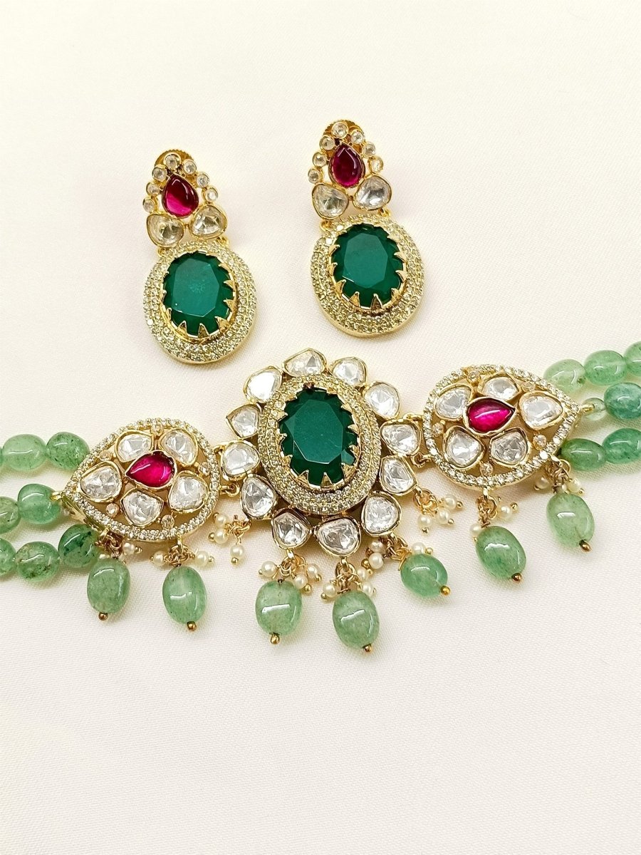 Mrinali R&G Kundan Choker Set - House of Sarvati LLC
