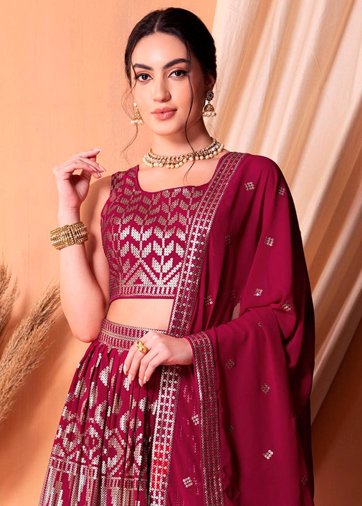 Mulberry Purple Net Lehenga Choli with Handcrafted Sequins – Bridesmaids & Festive Wear - House of Sarvati LLC
