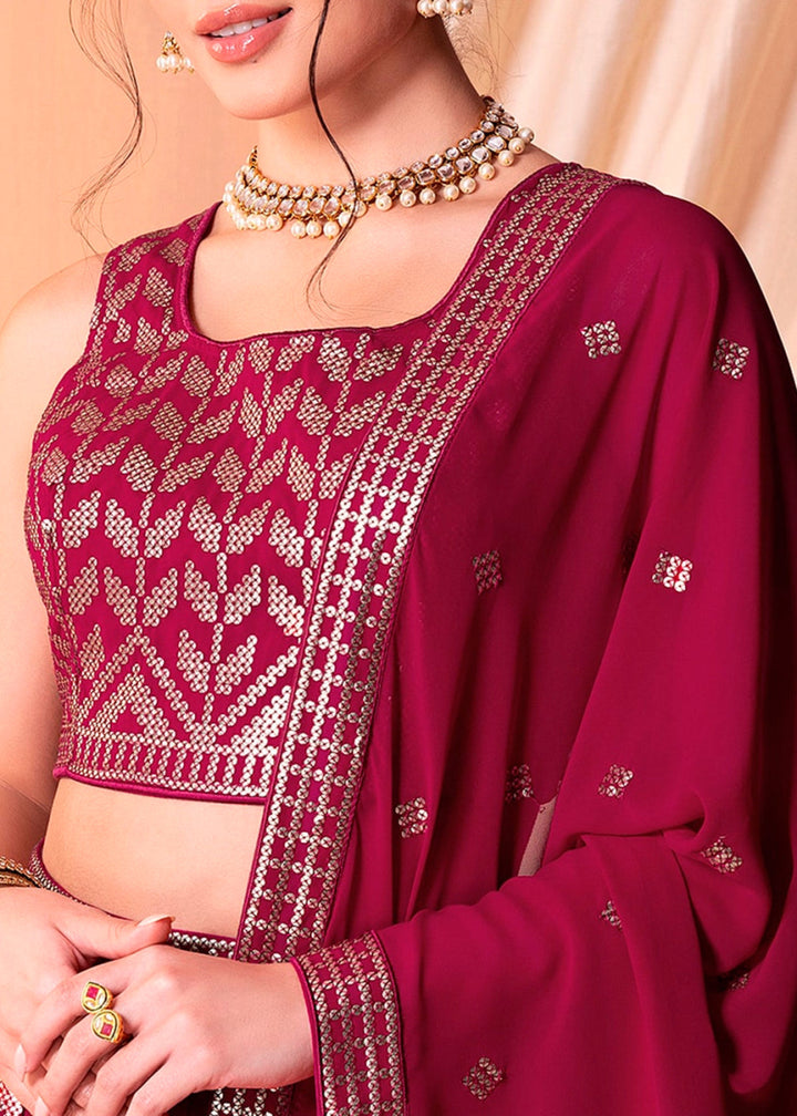 Mulberry Purple Net Lehenga Choli with Handcrafted Sequins – Bridesmaids & Festive Wear - House of Sarvati LLC