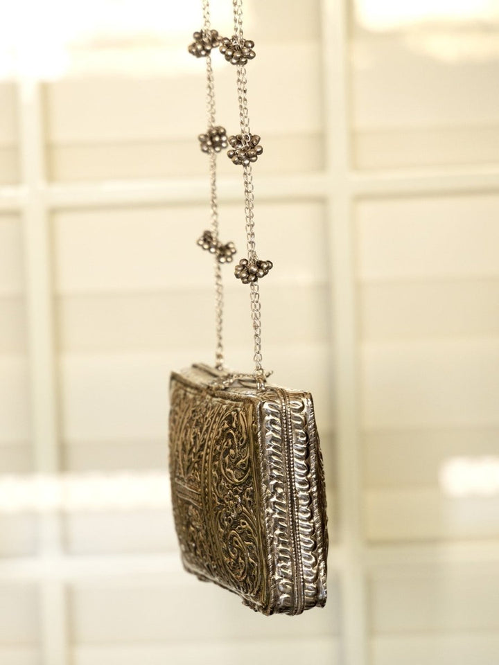 Munmun Silver Evening Clutch - House of Sarvati LLC