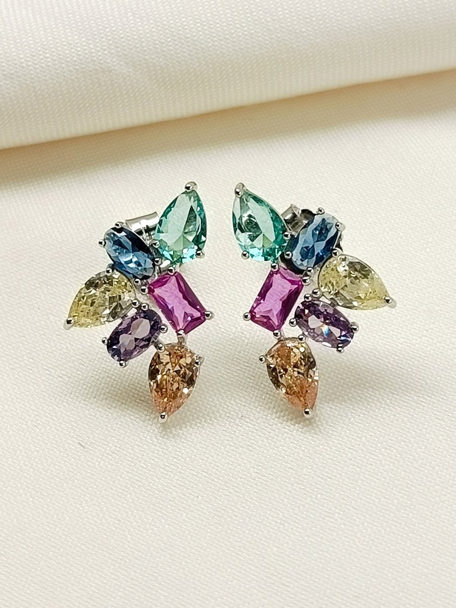 Namarati Multi Colour 92.5 Silver Swarovski Stone Tops - House of Sarvati LLC