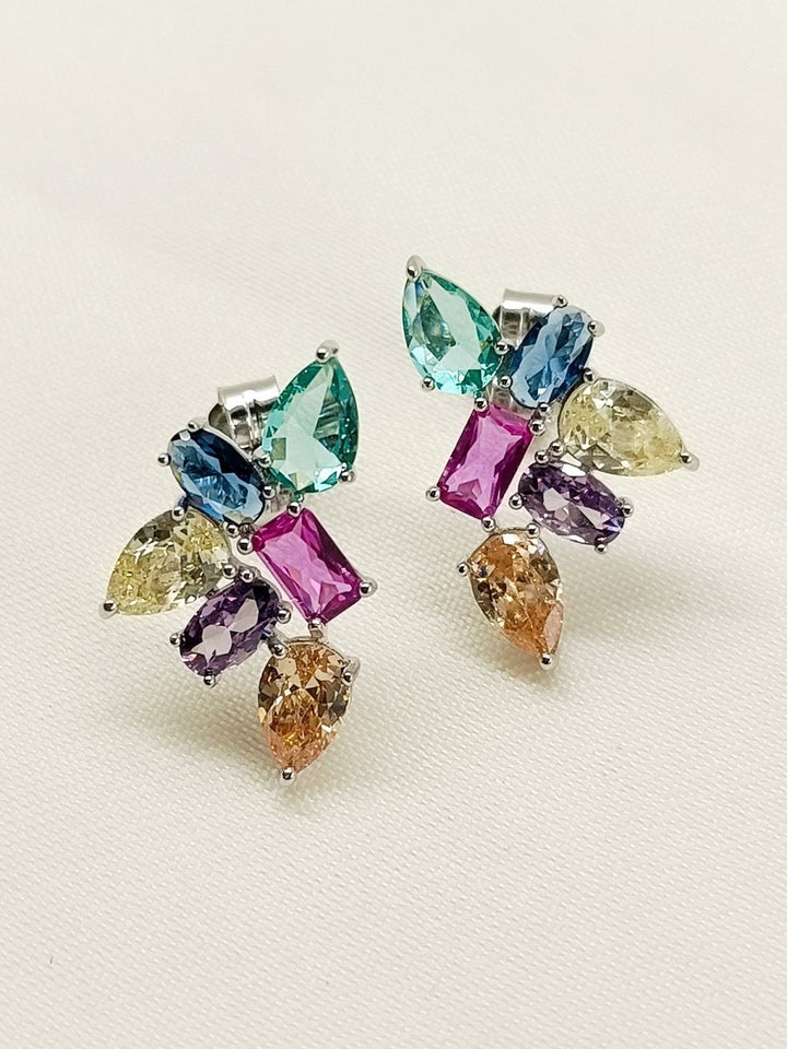 Namarati Multi Colour 92.5 Silver Swarovski Stone Tops - House of Sarvati LLC