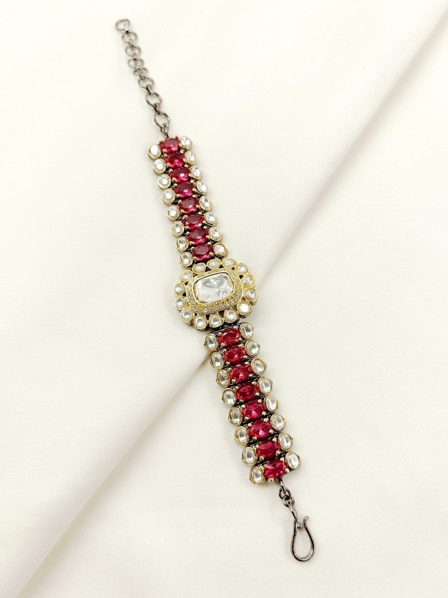 Namish Ruby Kundan Bracelet - House of Sarvati LLC