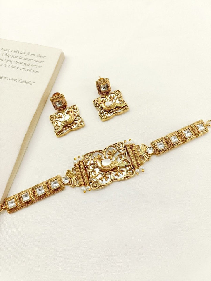 Natisha White Boutique Choker Set - House of Sarvati LLC
