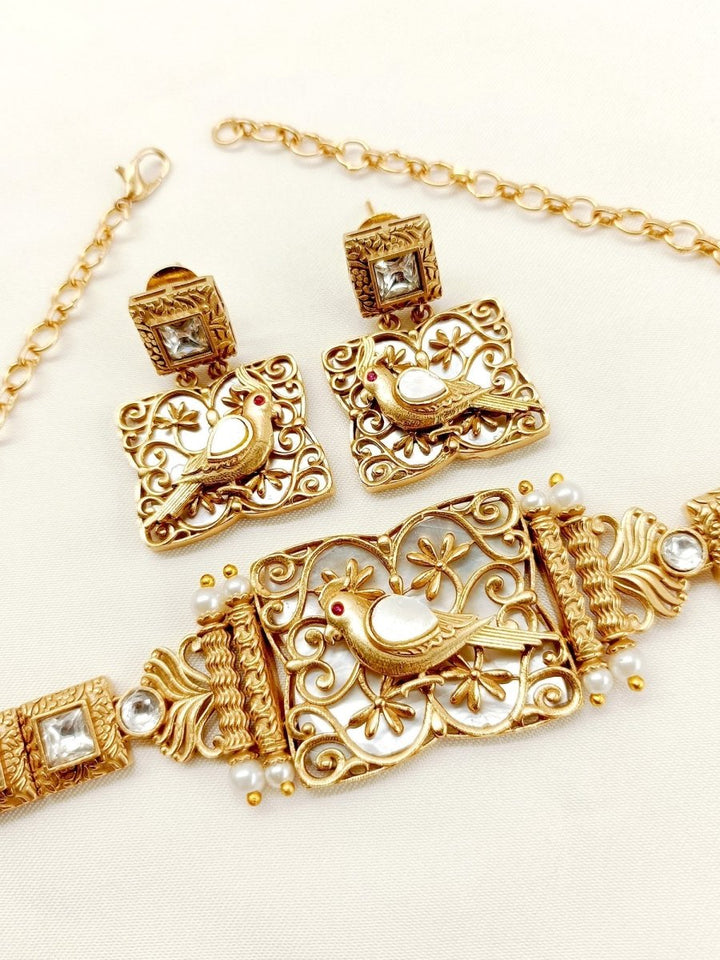 Natisha White Boutique Choker Set - House of Sarvati LLC