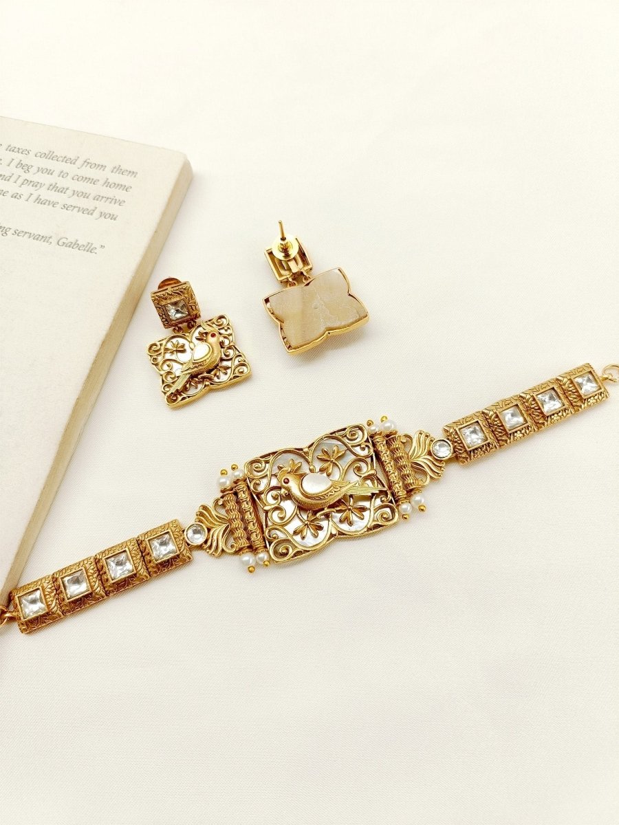 Natisha White Boutique Choker Set - House of Sarvati LLC