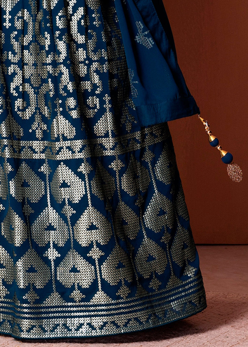 Navy Blue Net Lehenga Choli with Handcrafted Sequins – Bridesmaids & Festive Wear - House of Sarvati LLC