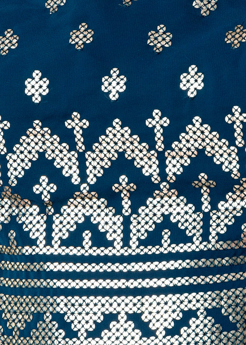 Navy Blue Net Lehenga Choli with Handcrafted Sequins – Bridesmaids & Festive Wear - House of Sarvati LLC