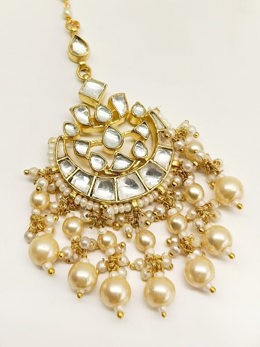 Nayo Cream Kundan Maangtikka - House of Sarvati LLC