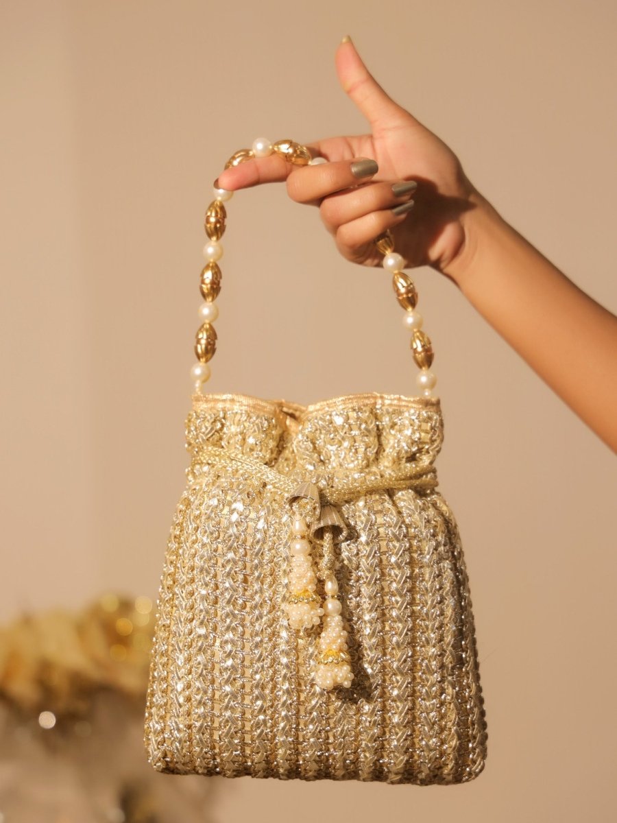 Naysa Golden Potli Bag - House of Sarvati LLC