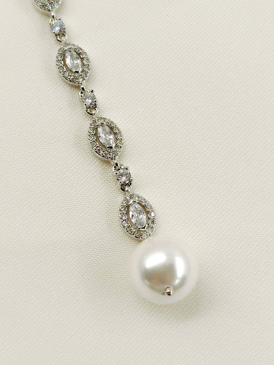 Neelofar White American Diamond Maangtikka - House of Sarvati LLC