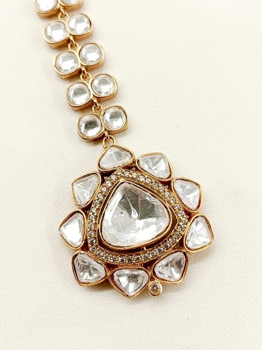 Neema White Kundan Maangteeka - House of Sarvati LLC