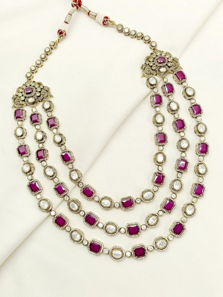 Neeti Ruby Kundan Polki Neckpiece - House of Sarvati LLC