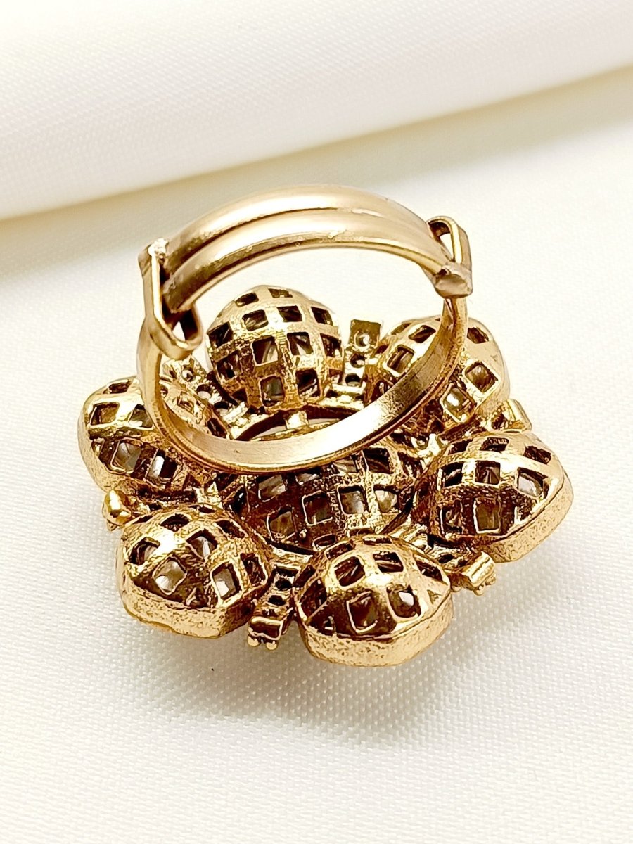 Nihali White Kundan Finger Ring - House of Sarvati LLC