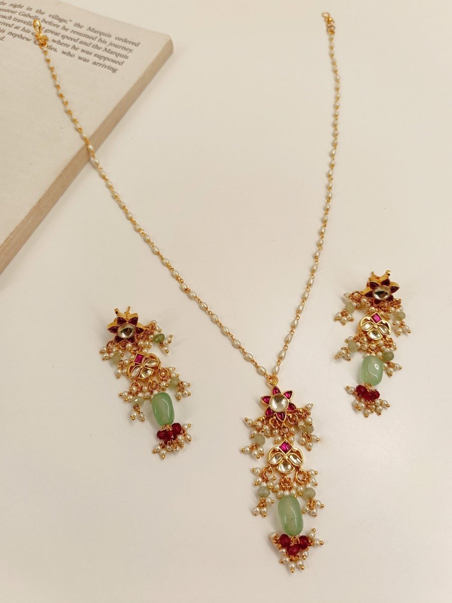 Nila M & G Kundan Pendant Set - House of Sarvati LLC