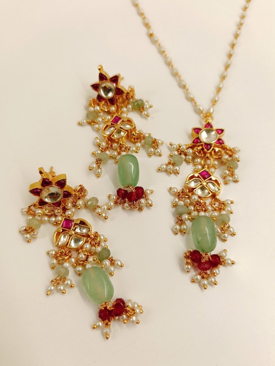 Nila M & G Kundan Pendant Set - House of Sarvati LLC