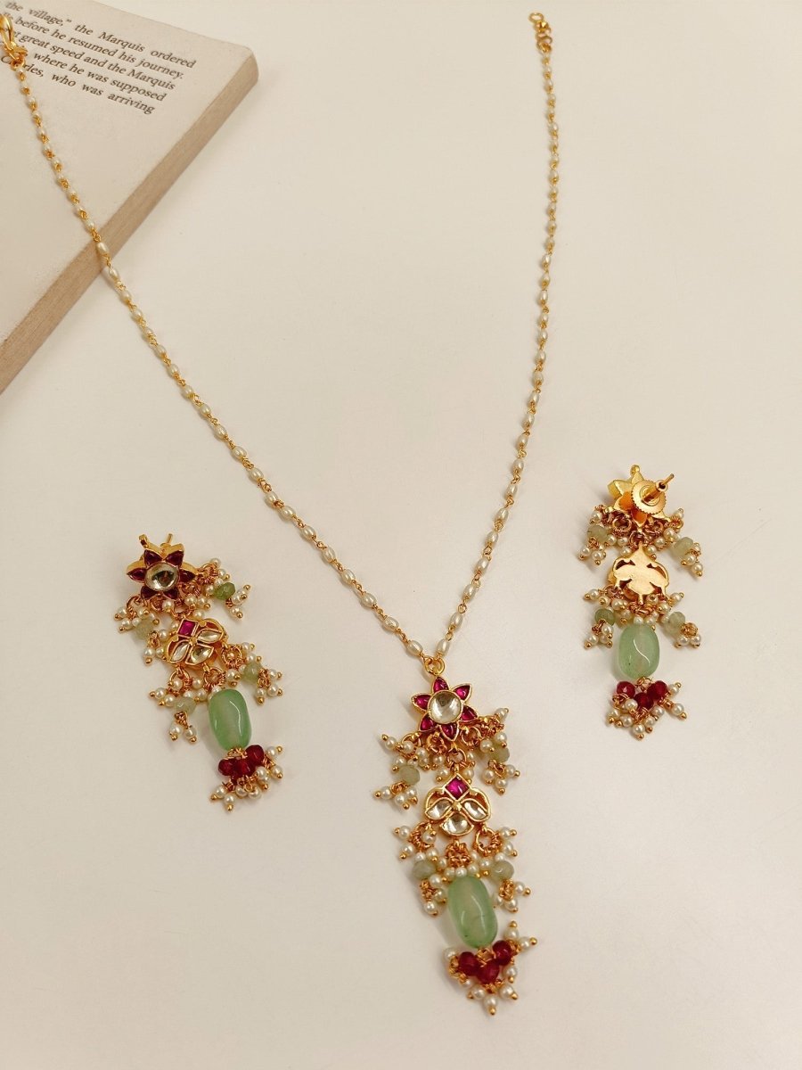 Nila M & G Kundan Pendant Set - House of Sarvati LLC