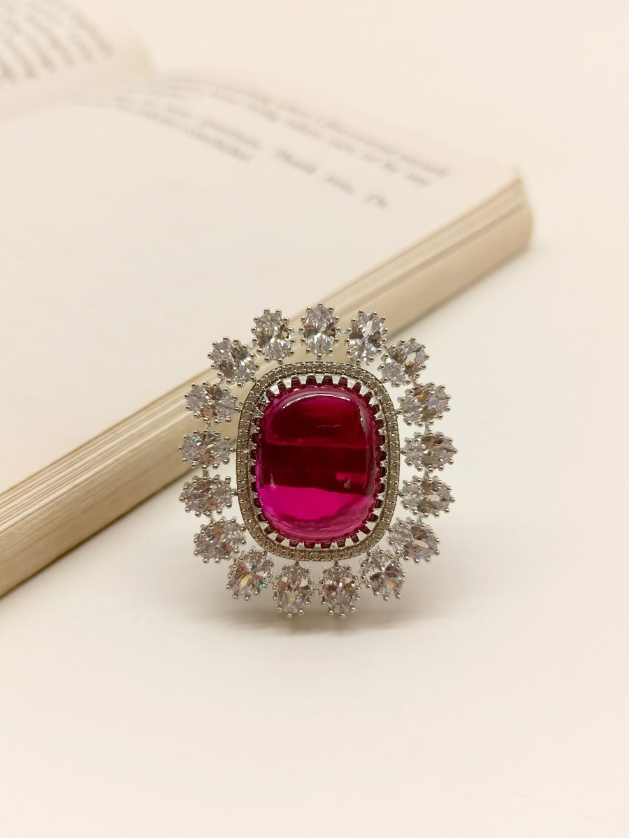 Nilima Ruby American Diamond Necklace Set - House of Sarvati LLC