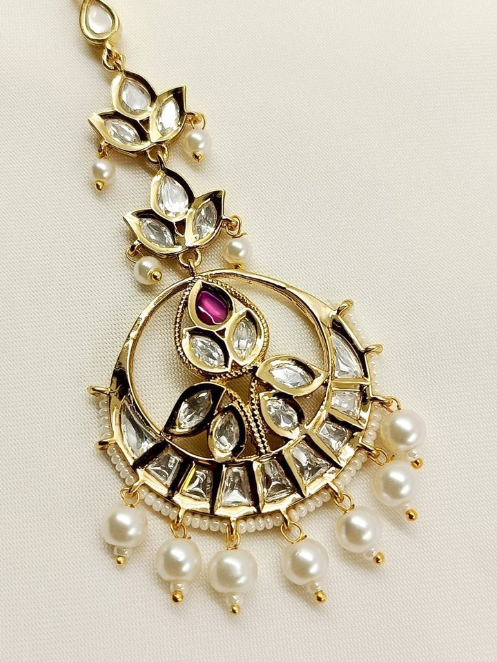 Nimrit Ruby Gold Plated Kundan Teeka - House of Sarvati LLC