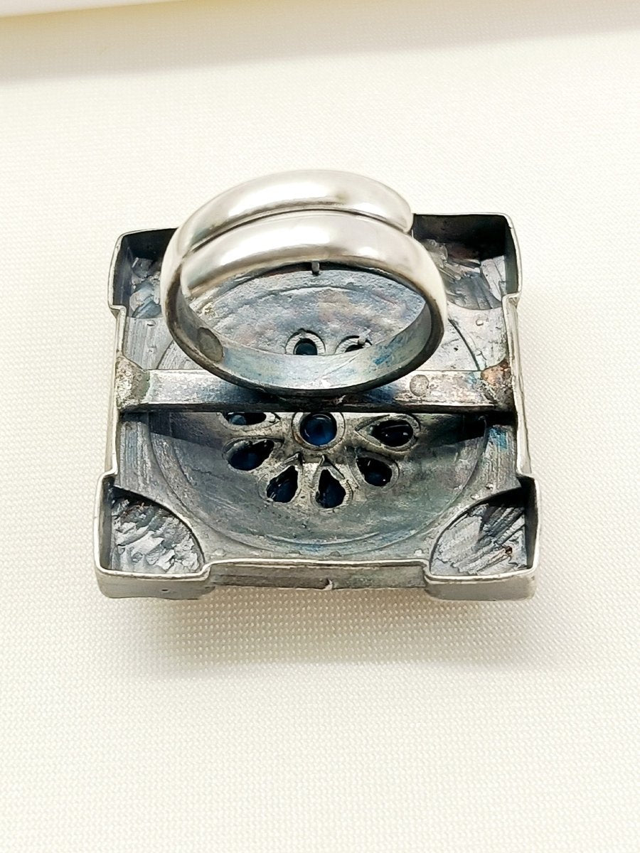 Nirali Blue Oxidized Finger Ring - House of Sarvati LLC