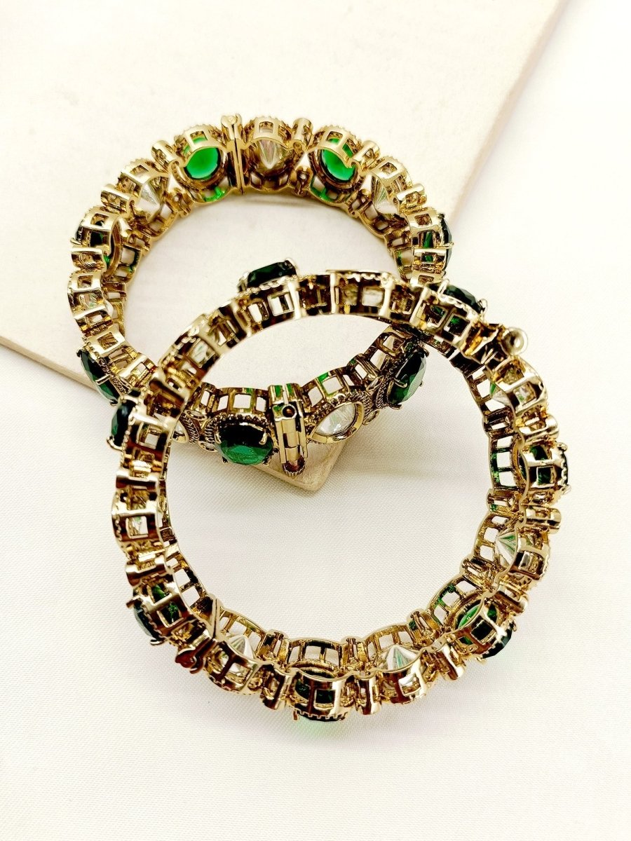 Nitibhaa Green Victorian Bangle Set Of 2 - House of Sarvati LLC