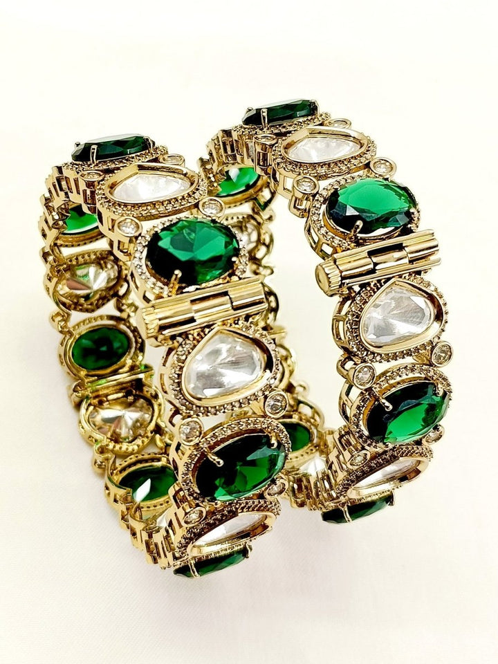 Nitibhaa Green Victorian Bangle Set Of 2 - House of Sarvati LLC