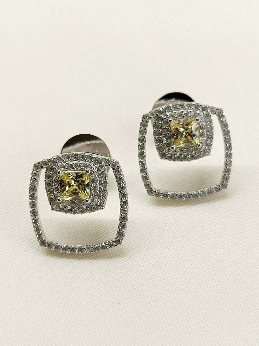 Nitya Yellow 92.5 Silver Swarovski Stone Tops - House of Sarvati LLC