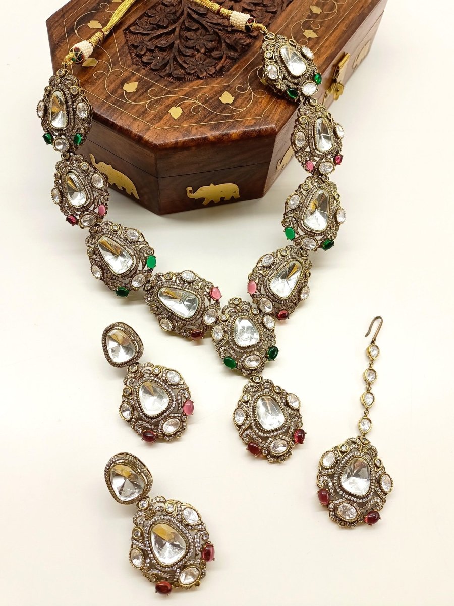 Nusrat M & G Kundan Polki Set - House of Sarvati LLC