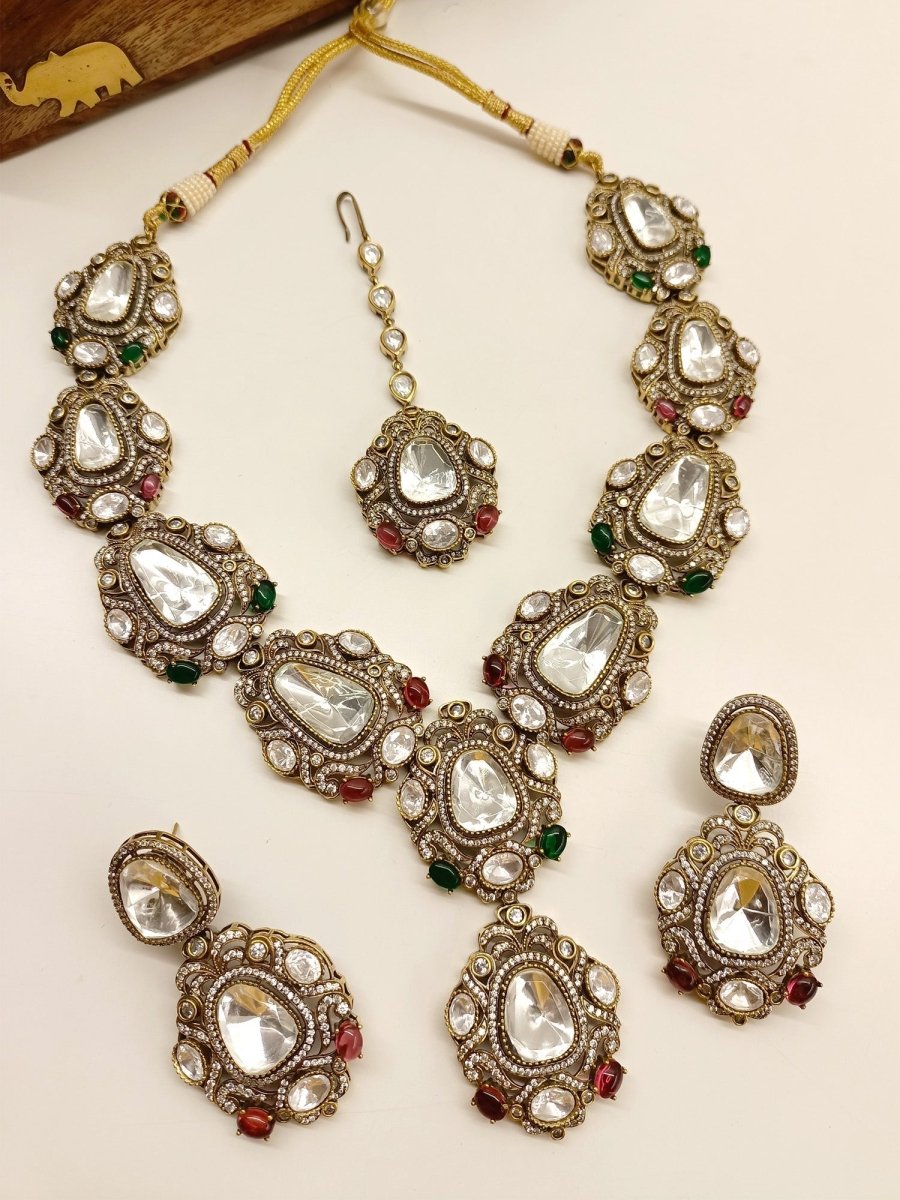 Nusrat M & G Kundan Polki Set - House of Sarvati LLC