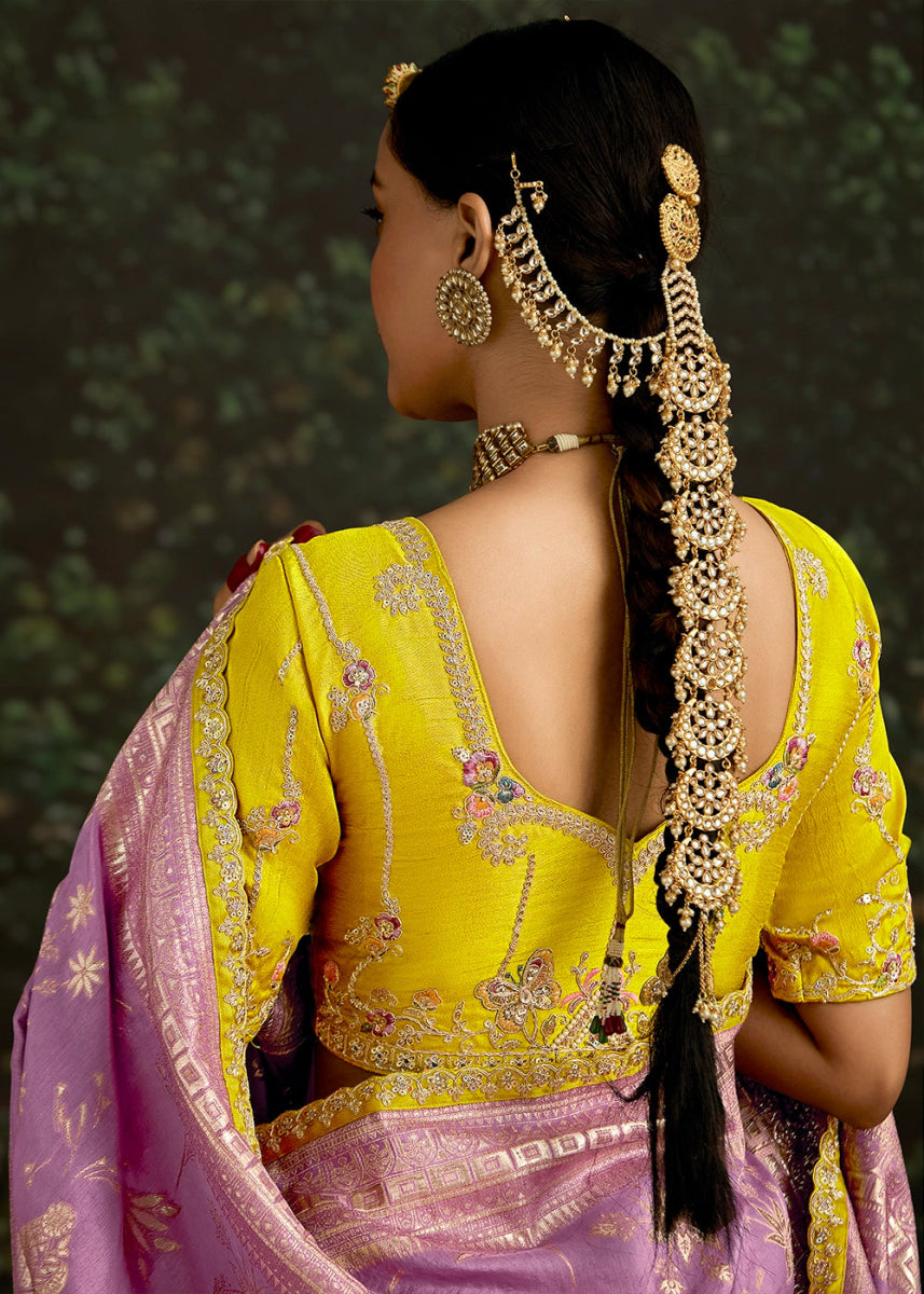 Orchid Purple Zari Woven Dola Silk Saree with Embroidery Detailing - House of Sarvati LLC