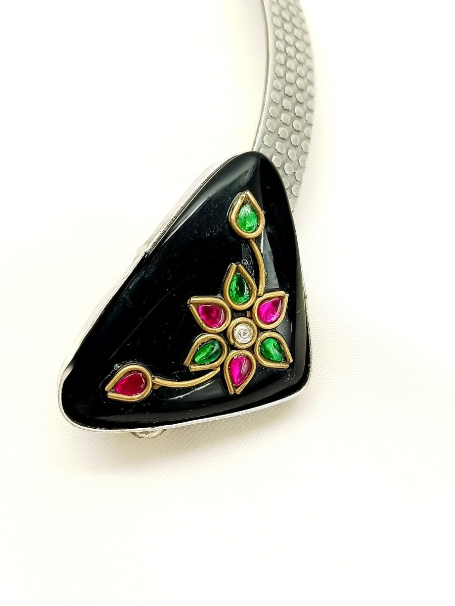 Padmini Black Fish Oxidized Hasli Style Neckpiece - House of Sarvati LLC