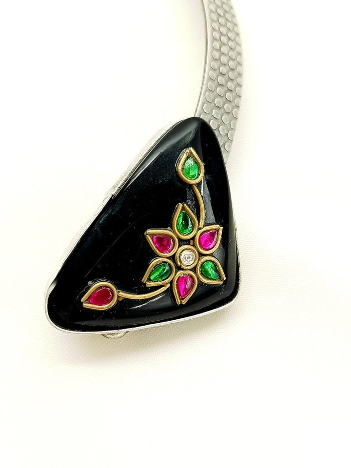Padmini Black Fish Oxidized Hasli Style Neckpiece - House of Sarvati LLC