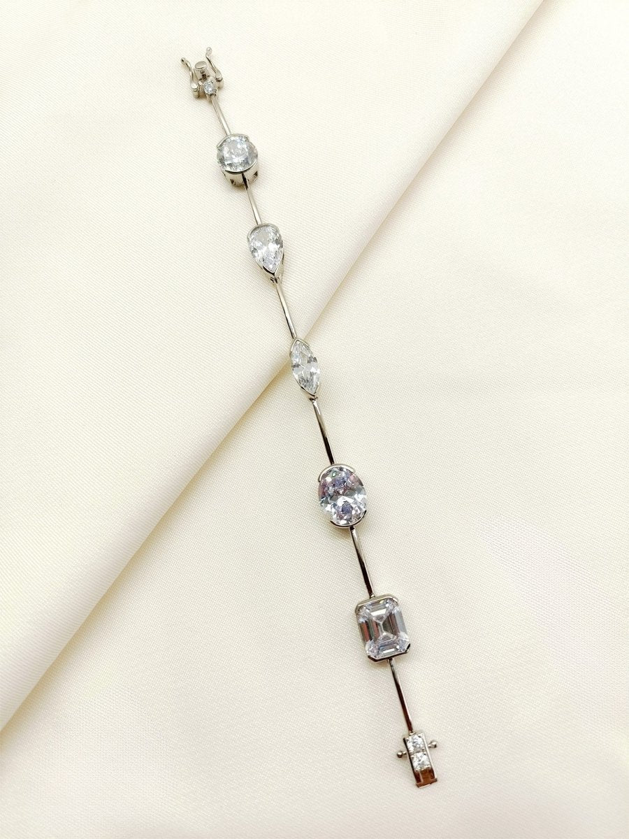 Palak White American Diamond Bracelet - House of Sarvati LLC