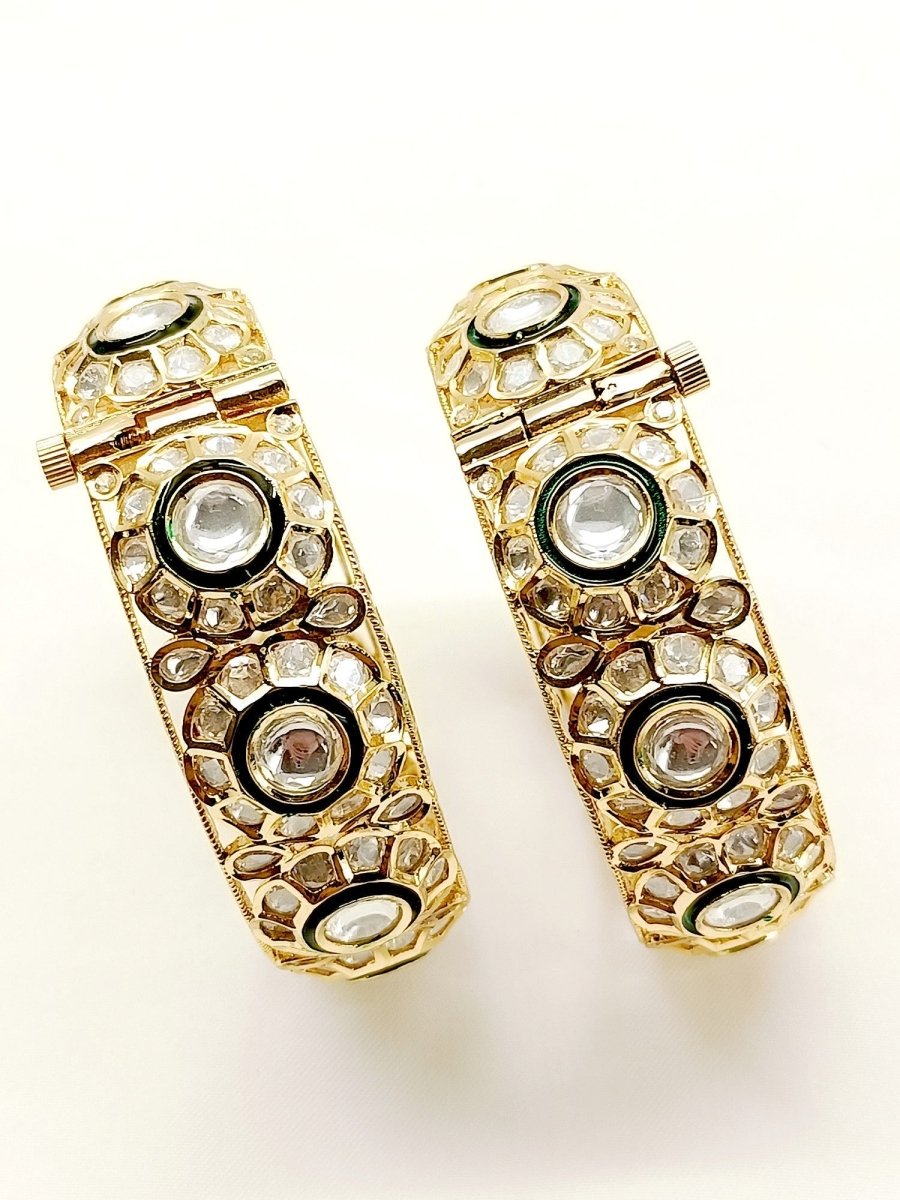 Panky White Kundan Bangle - House of Sarvati LLC