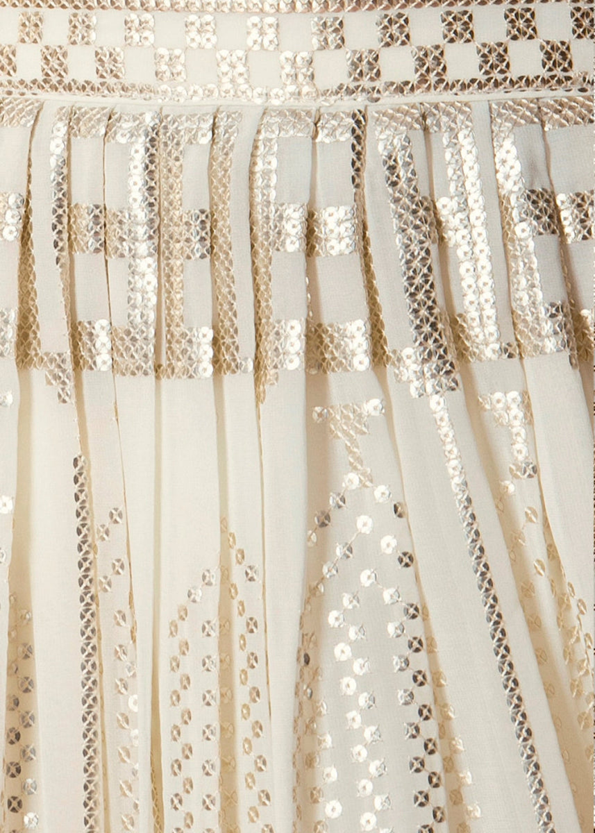 Pearl White Net Lehenga Choli with Handcrafted Sequins – Bridesmaids & Festive Wear - House of Sarvati LLC