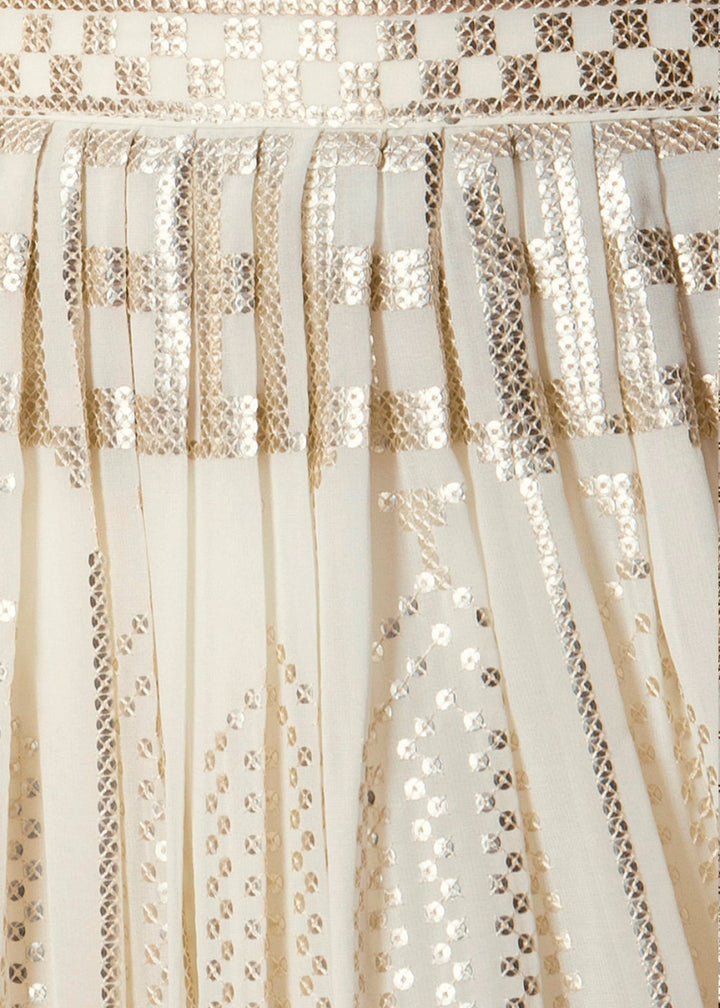 Pearl White Net Lehenga Choli with Handcrafted Sequins – Bridesmaids & Festive Wear - House of Sarvati LLC