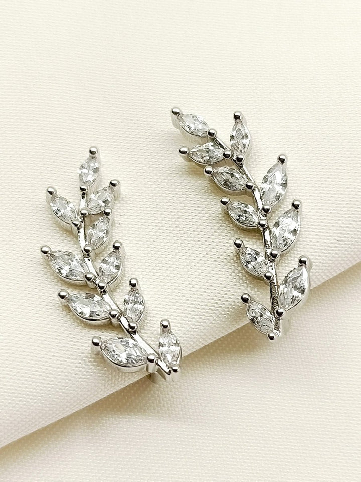 Pihu White American Diamond Earcuff - House of Sarvati LLC
