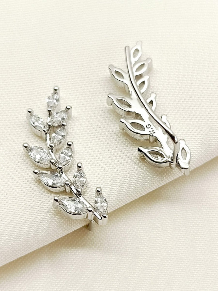 Pihu White American Diamond Earcuff - House of Sarvati LLC