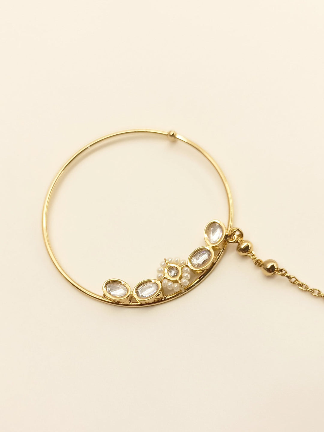 Rajani White Gold Plated Kundan Nath