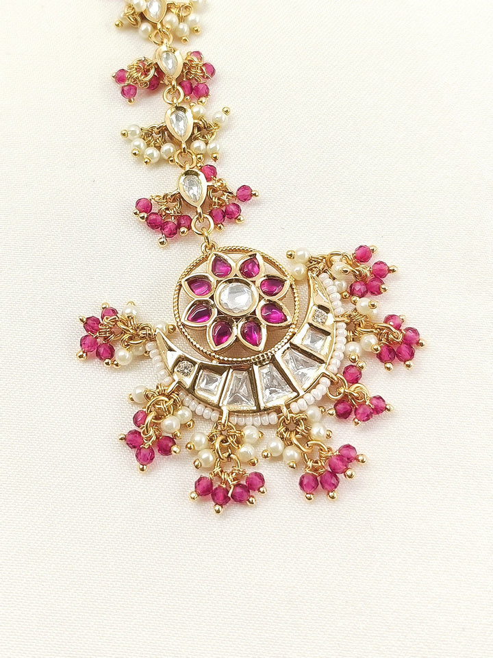 Ronika Gold Plated Rose Pink Kundan Teeka